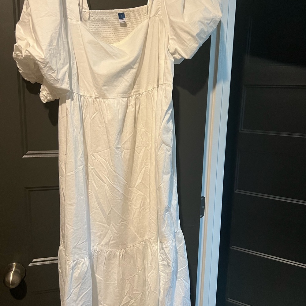 Old Navy White Puff Sleeve Dress 2x